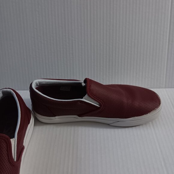 VANS WOMEN'S CRIMSON FAUX LEATHER SNEAKERS - Picture 9 of 13